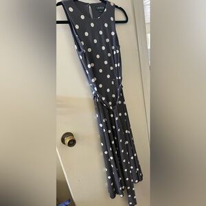 Ralph Lauren grey polka dot mid length sleeveless dress 0 p.